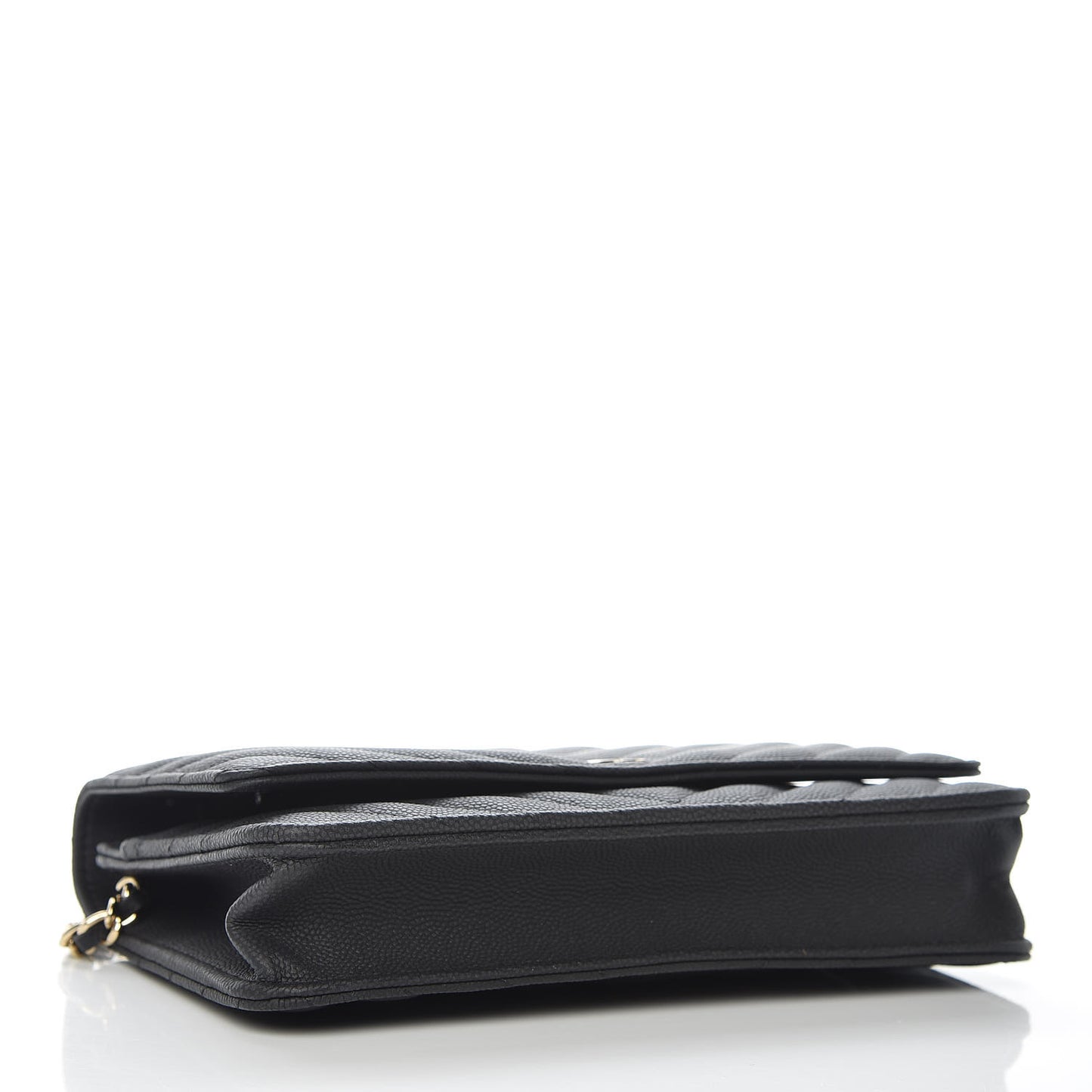 Caviar Chevron Quilted Wallet On Chain WOC Black