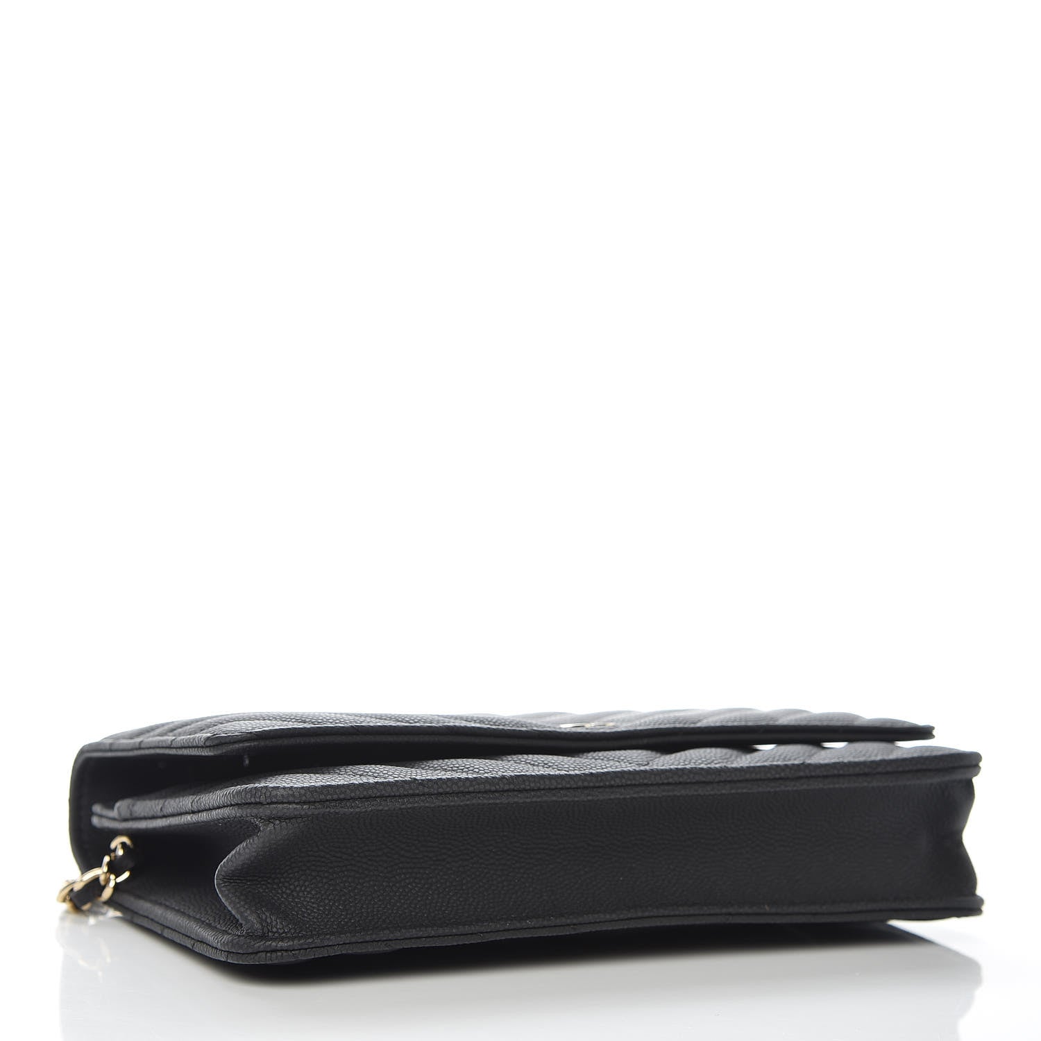 Chanel Caviar Chevron Quilted Wallet On Chain WOC Black 4 of 11