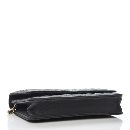 Chanel Caviar Chevron Quilted Wallet On Chain WOC Black 4 of 11