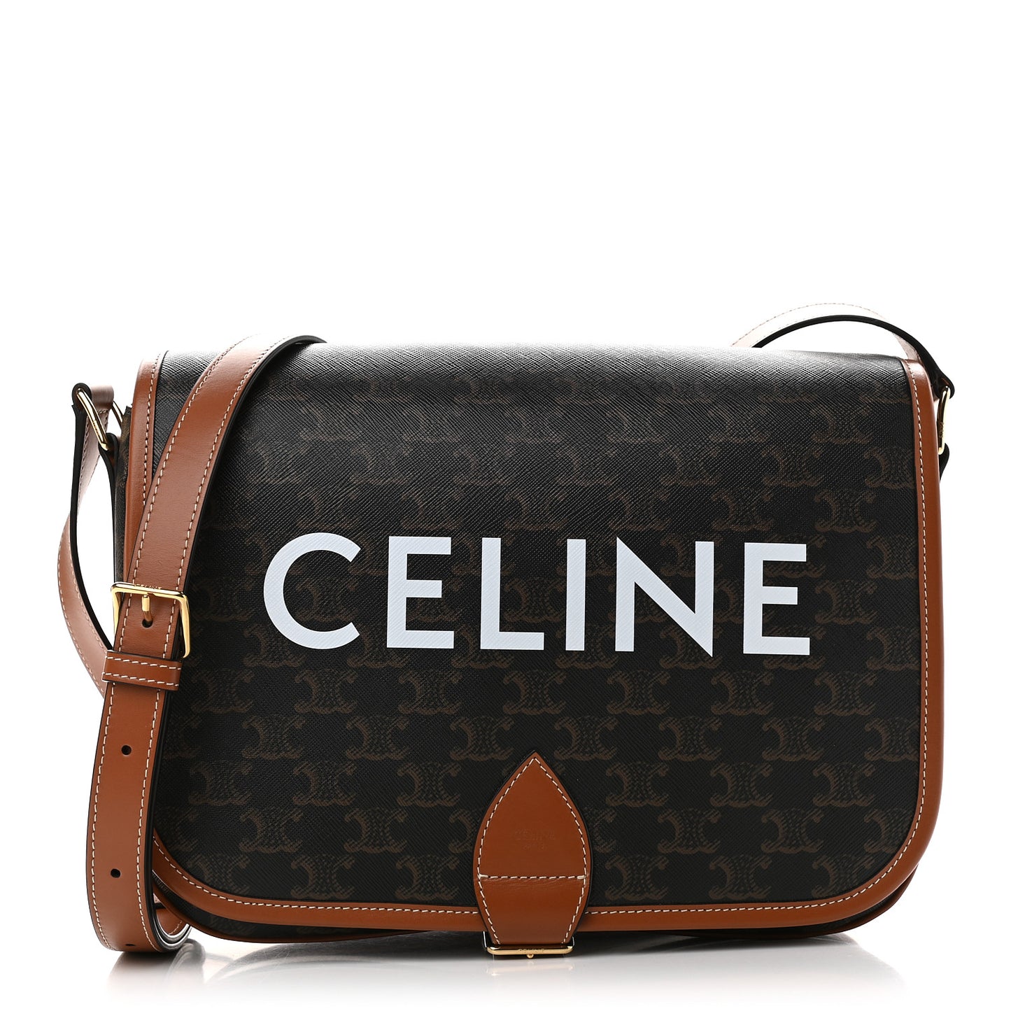 Triomphe Canvas Messenger Folco Bag Tan