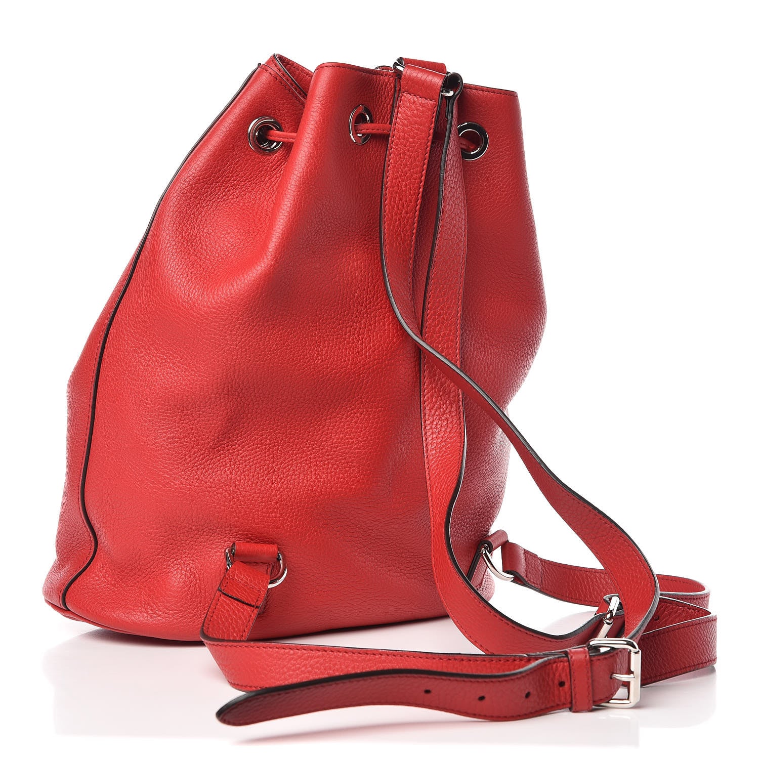 Gucci Pebbled Calfskin Small Soho Drawstring Backpack Tabasco Red 3 of 9