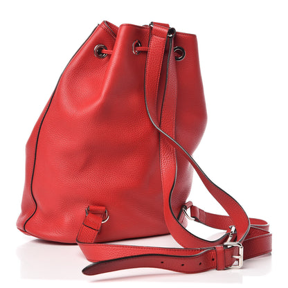 Gucci Pebbled Calfskin Small Soho Drawstring Backpack Tabasco Red 3 of 9