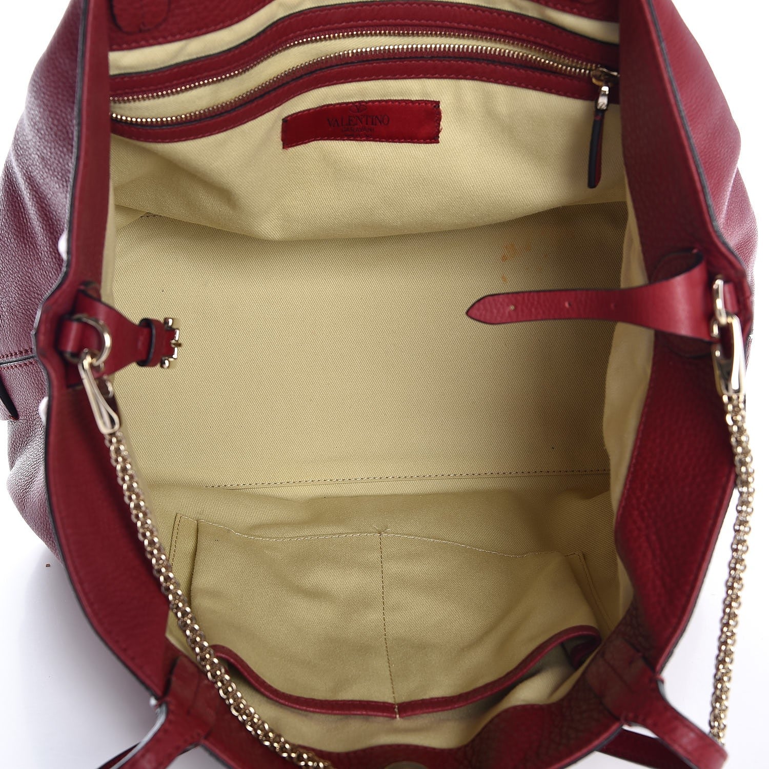 Valentino Garavani Grained Calfskin Va Va Voom Tote Dark Red 6 of 13