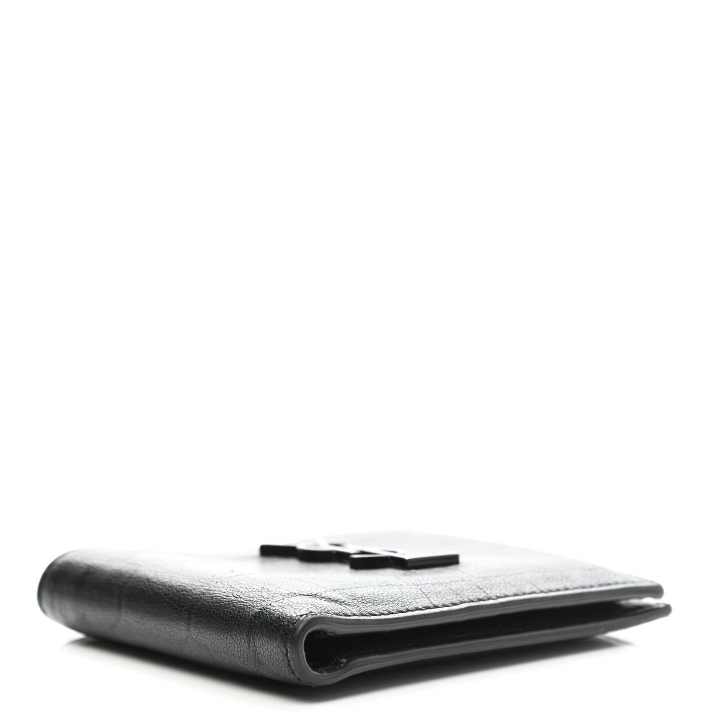Calfskin Crocodile Embossed Monogram Bifold Wallet Black