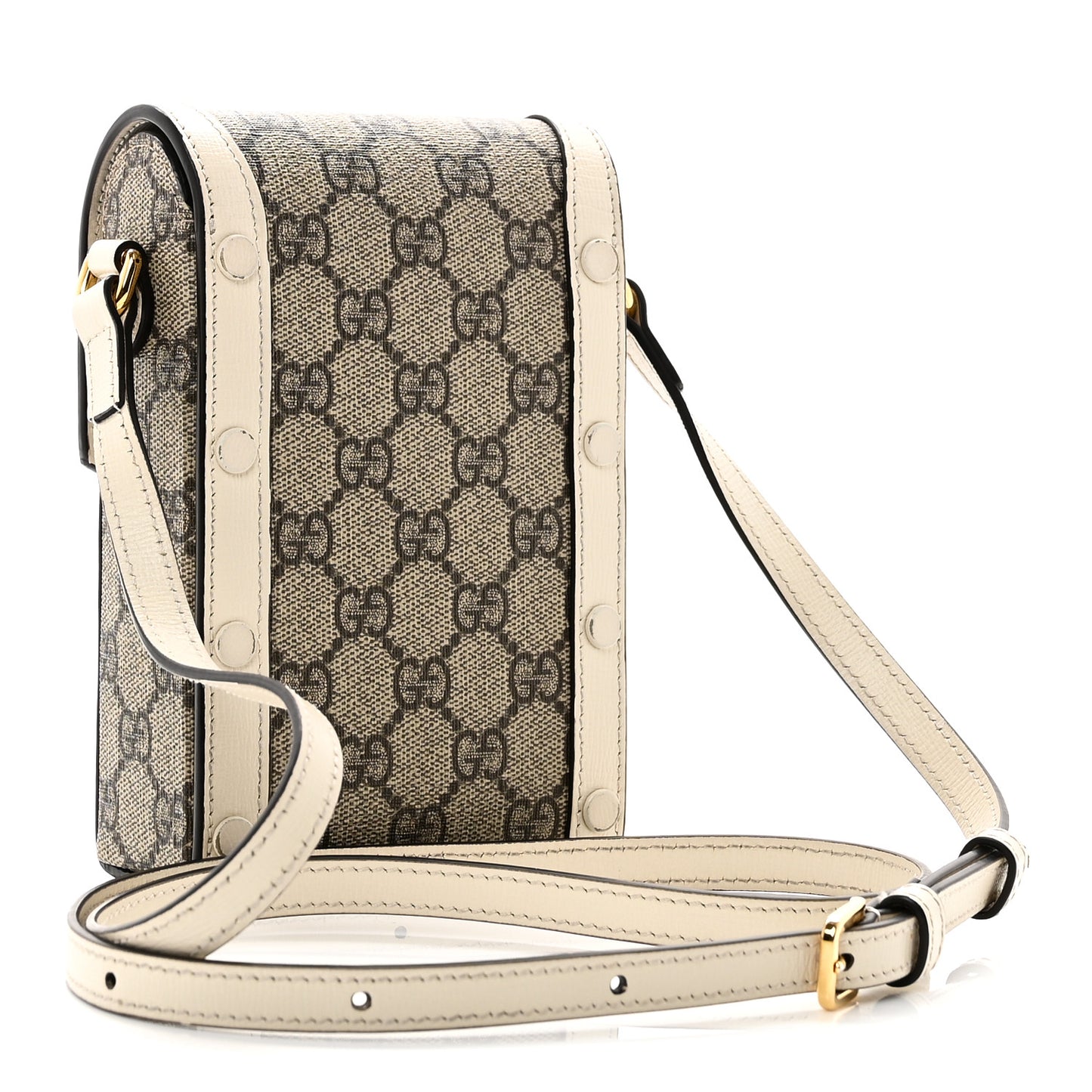 GG Supreme Monogram Azalea Calfskin Mini Horsebit 1955 Crossbody Bag Beige Ebony Mystic White