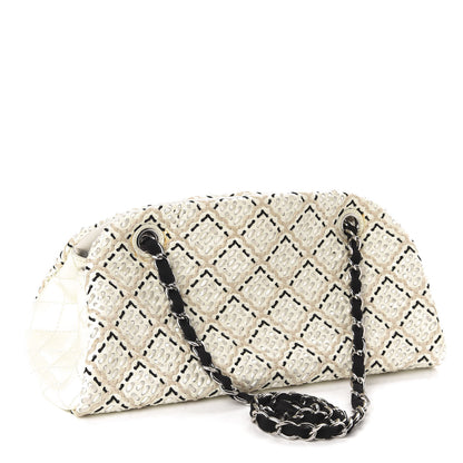 Chanel Patent Hand Embroidered Medium Just Mademoiselle White 3 of 12