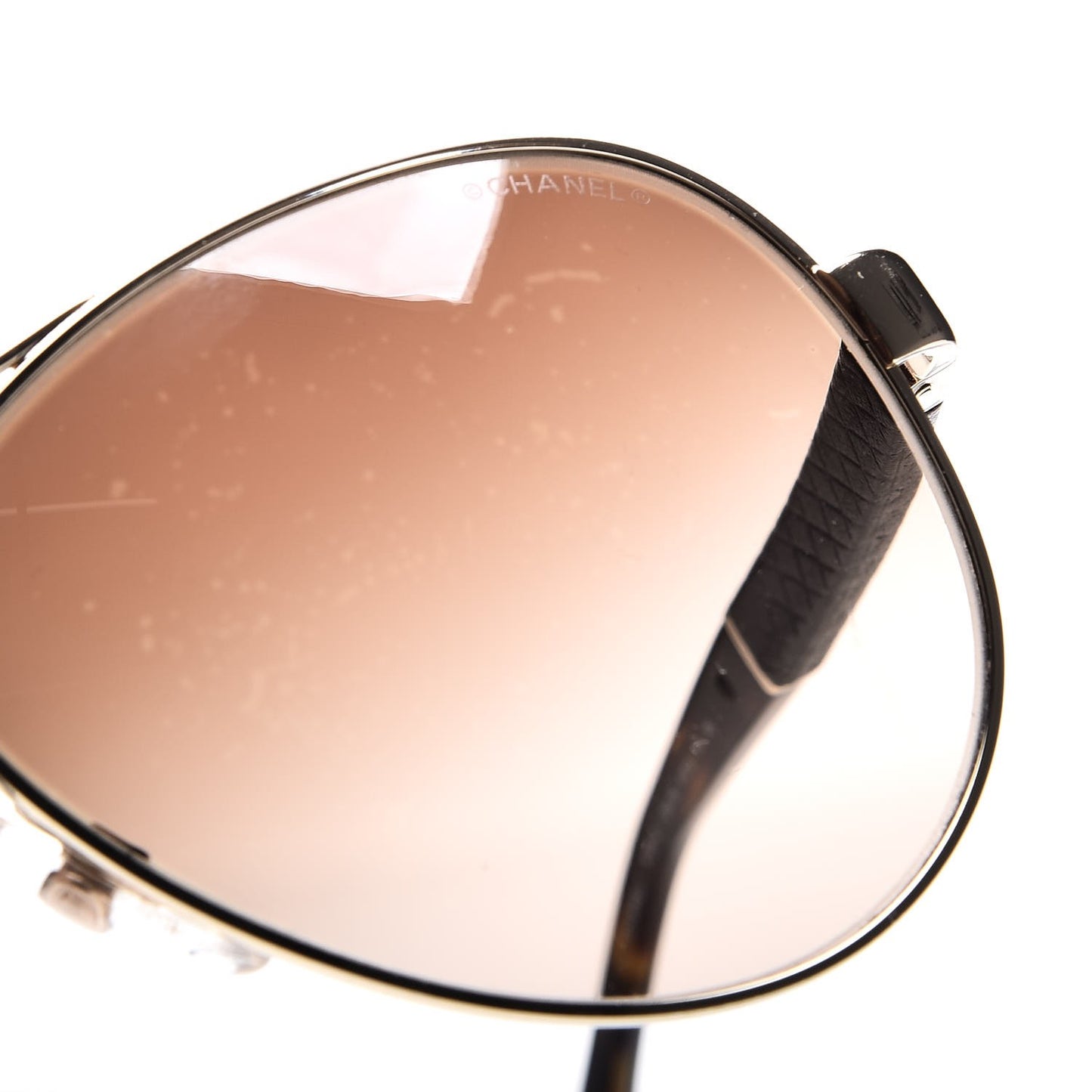 Lambskin Quilted CC Aviator Sunglasses 4195-Q Brown Gold