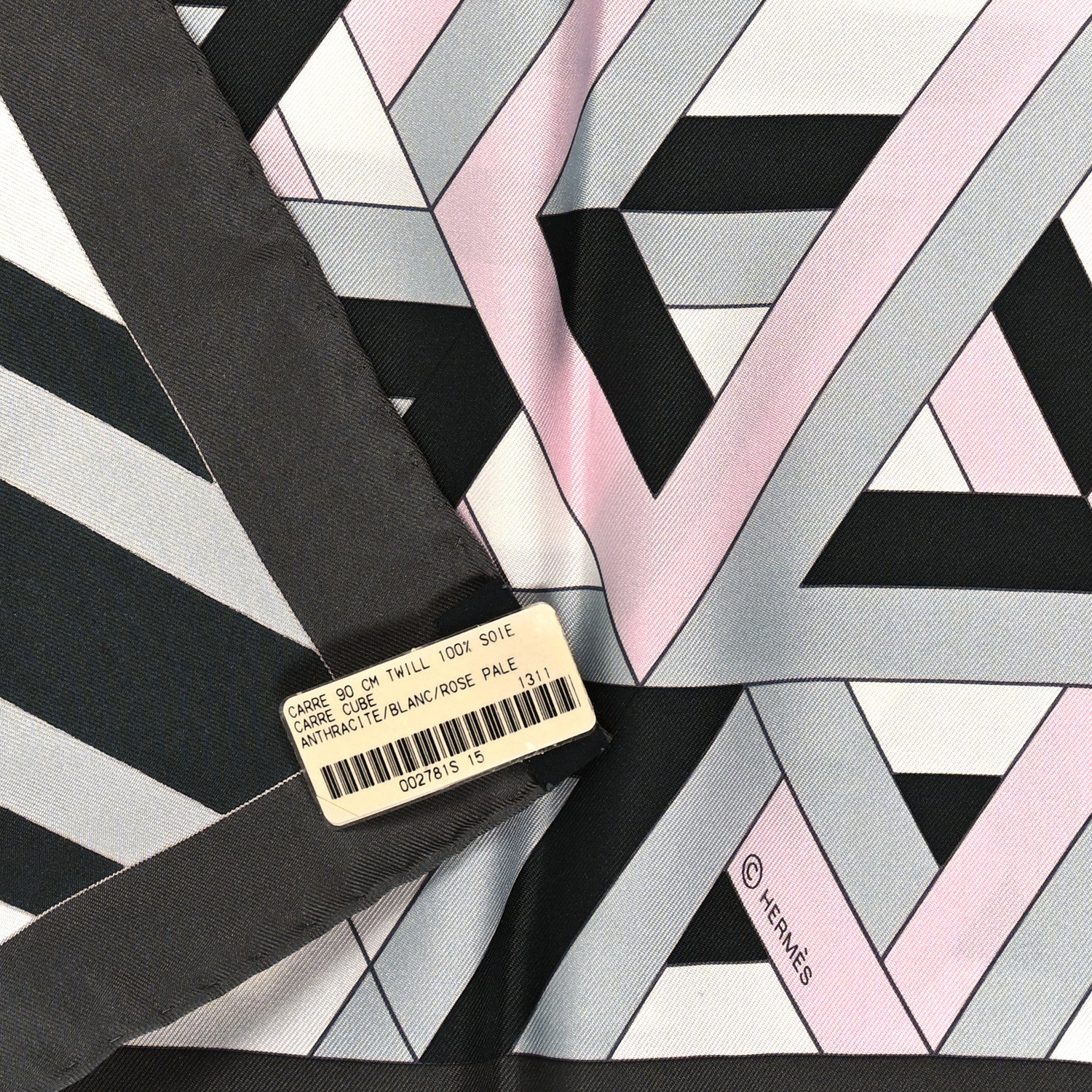 Hermes Silk Carre Cube Scarf 90 Anthracite 3 of 3