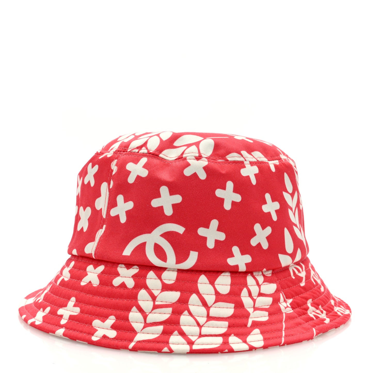 Cotton Bucket Hat M Red White