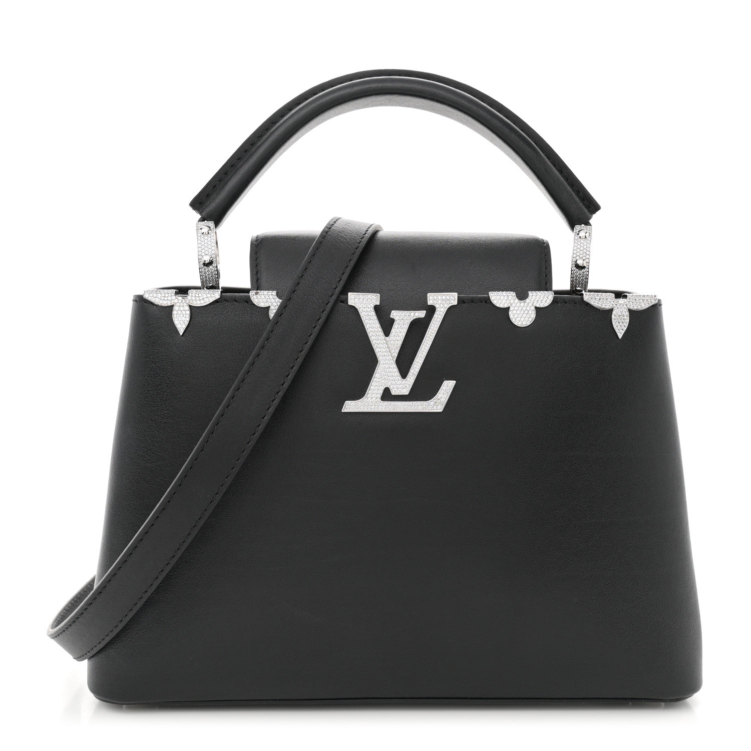 Louis Vuitton Smooth Calfskin Crystal Flowers Capucines BB Black 1 of 10