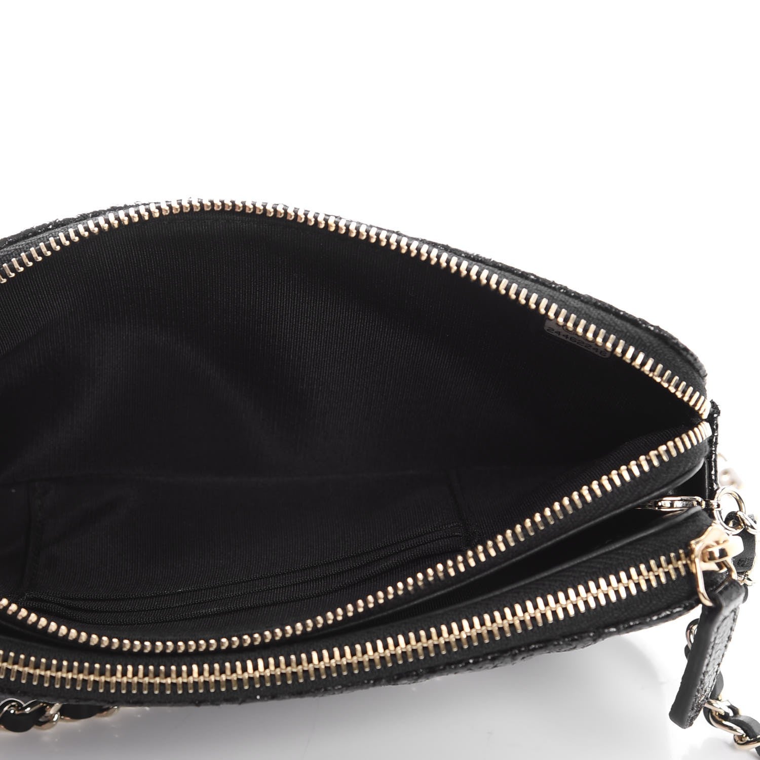 Chanel Crackled Patent Calfskin Quilted Small Clutch With Pearl Chain Black 8 of 11