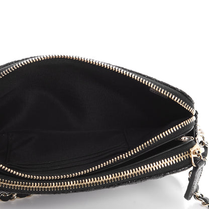 Chanel Crackled Patent Calfskin Quilted Small Clutch With Pearl Chain Black 8 of 11