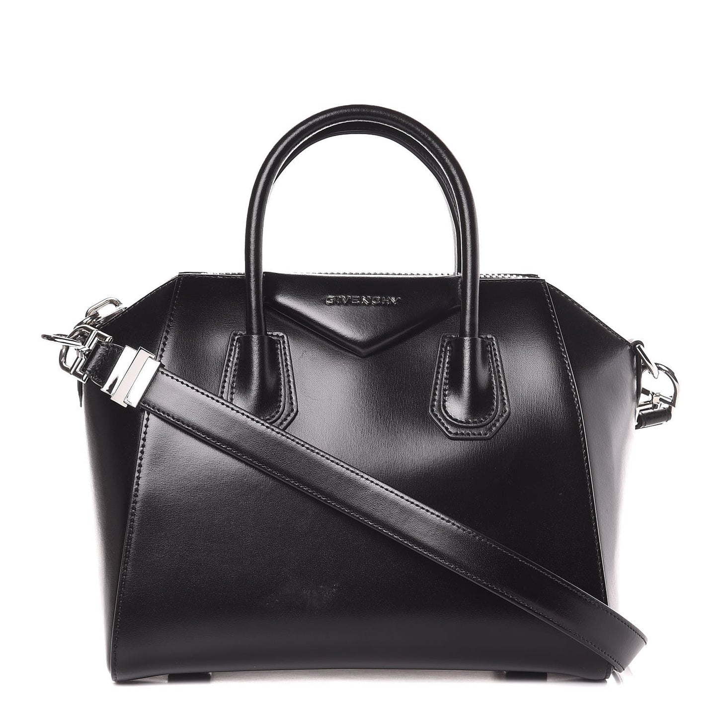 Shiny Lord Calfskin Small Antigona Black