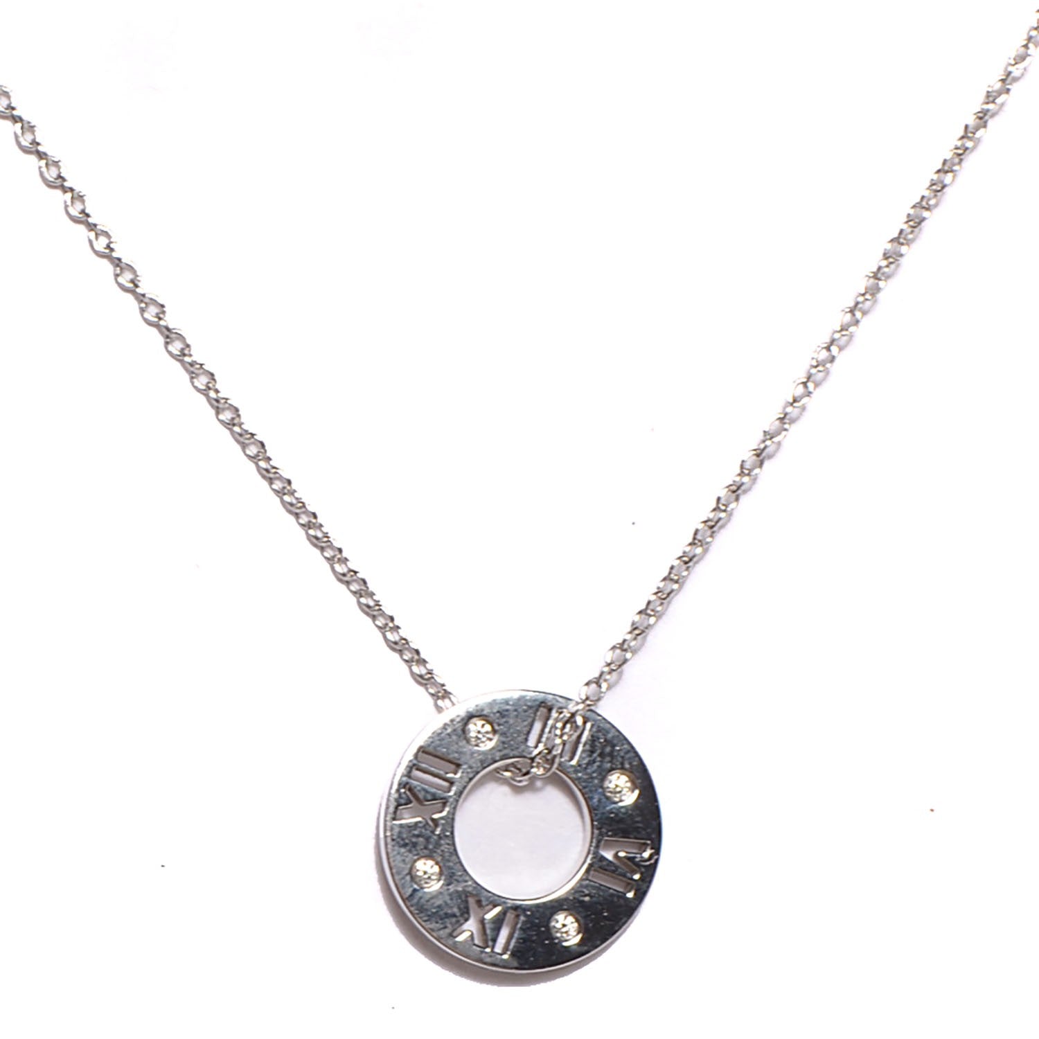 Tiffany 18K White Gold Diamond Atlas Pierced Pendant 1 of 6