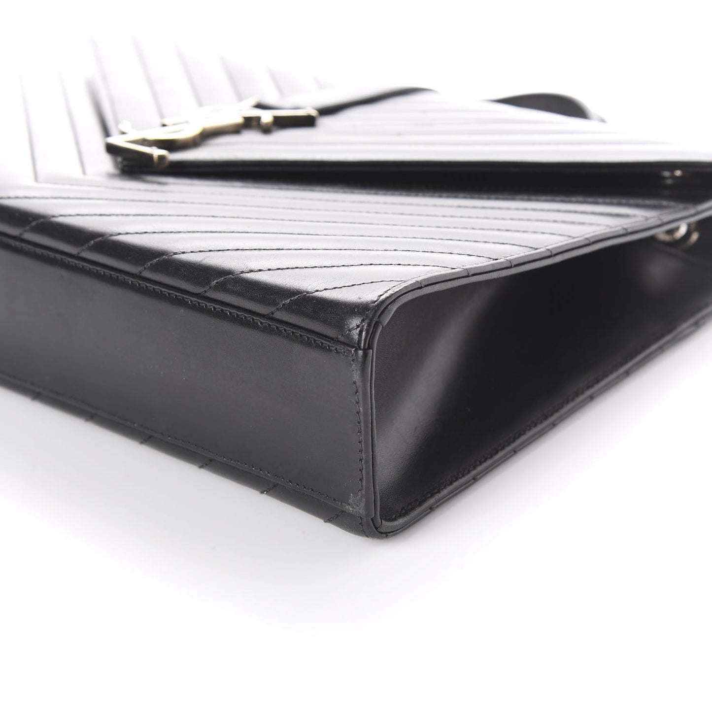 Smooth Calfskin Matelasse Chevron Large Monogram Satchel Black
