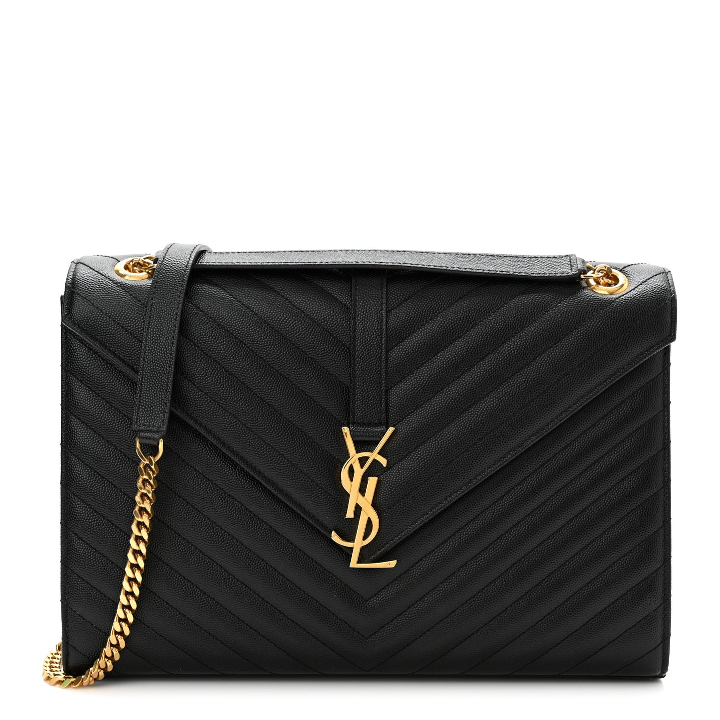 Grain De Poudre Matelasse Chevron Large Monogram Satchel Black