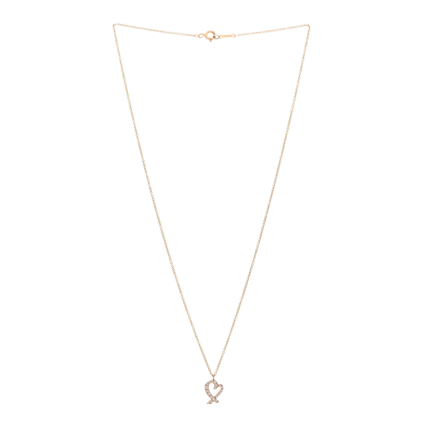 Tiffany 18K Rose Gold Diamond Mini Paloma Picasso Loving Heart Pendant Necklace 3 of 4