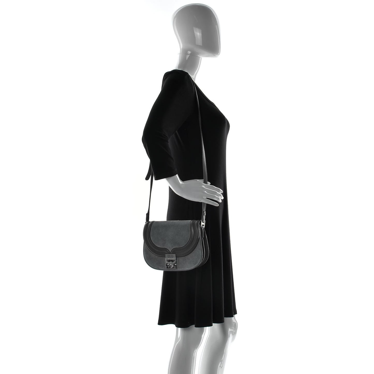 Suede Calfskin Trisha Small Shoulder Bag Blue