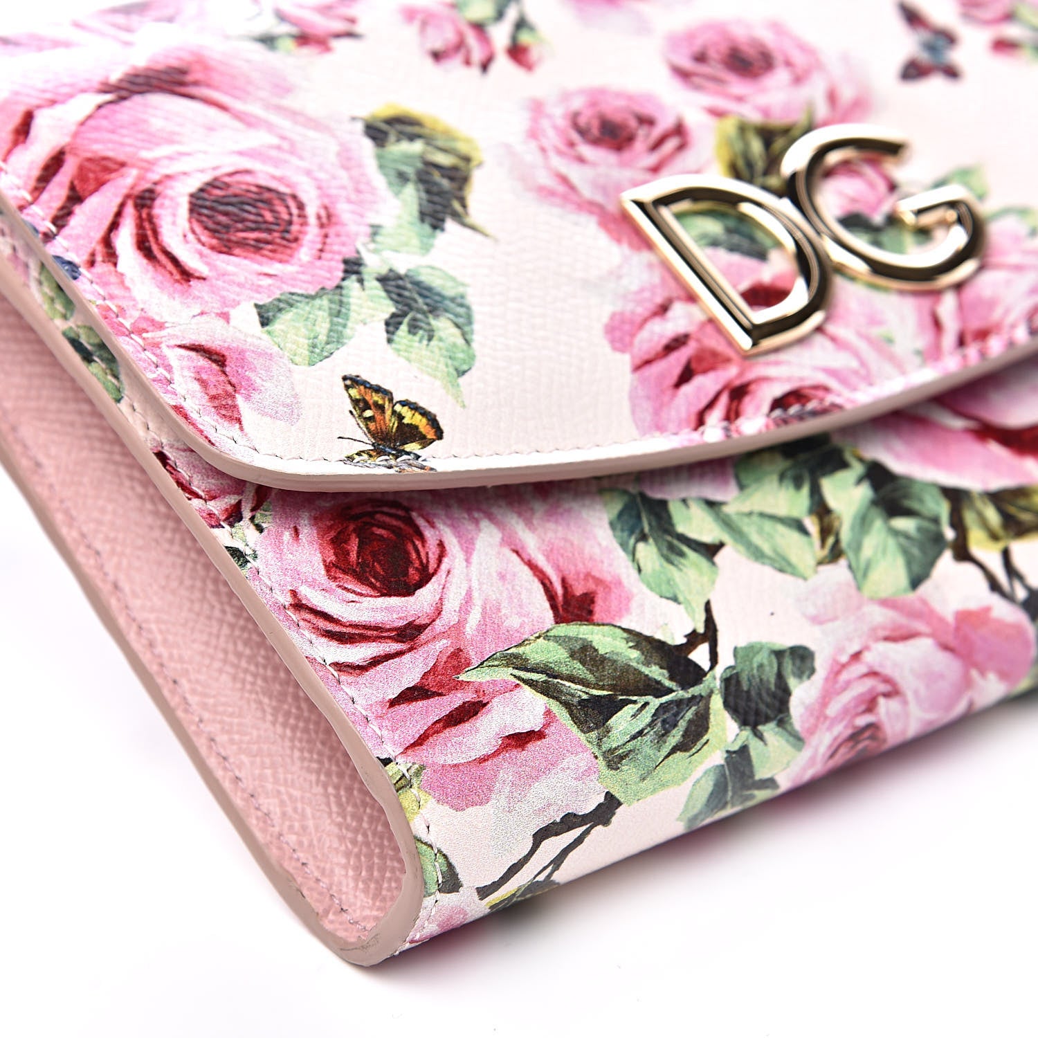 Dolce & Gabbana Dauphine Rose Print Wallet On Chain Pink 6 of 8