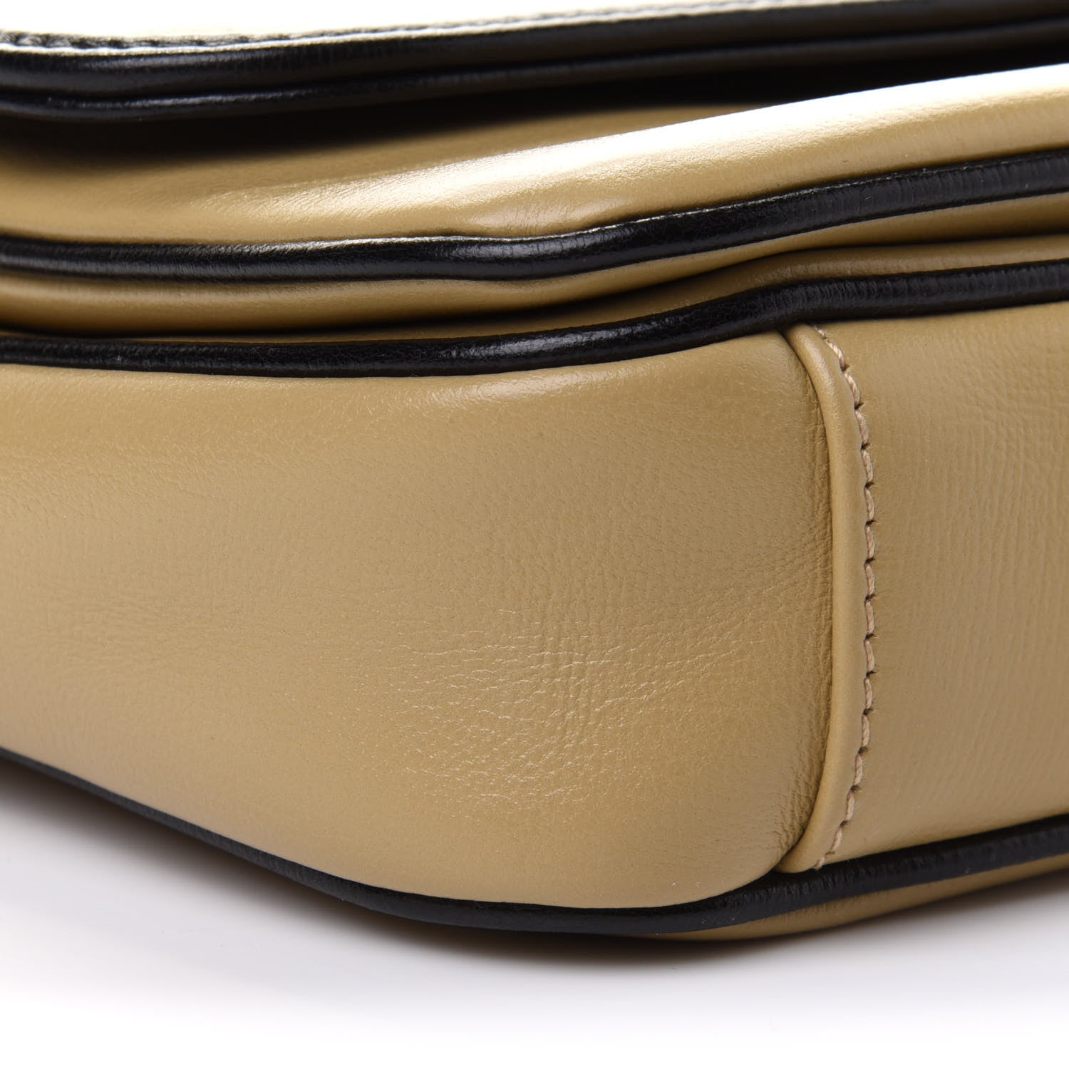 Gucci Azalea Calfskin Bi-Color Small Marina Chain Shoulder Bag Beige Black 9 of 10