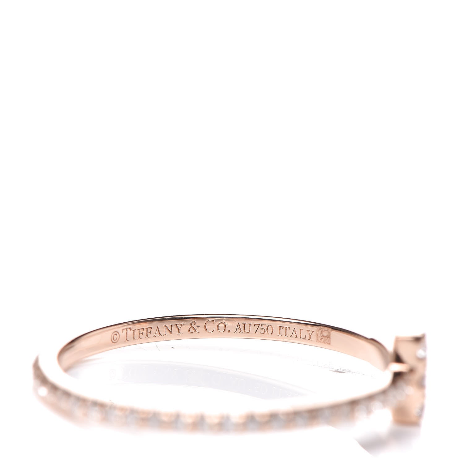 Tiffany 18K Rose Gold Diamond T Wire Band Ring 52 6 5 of 6