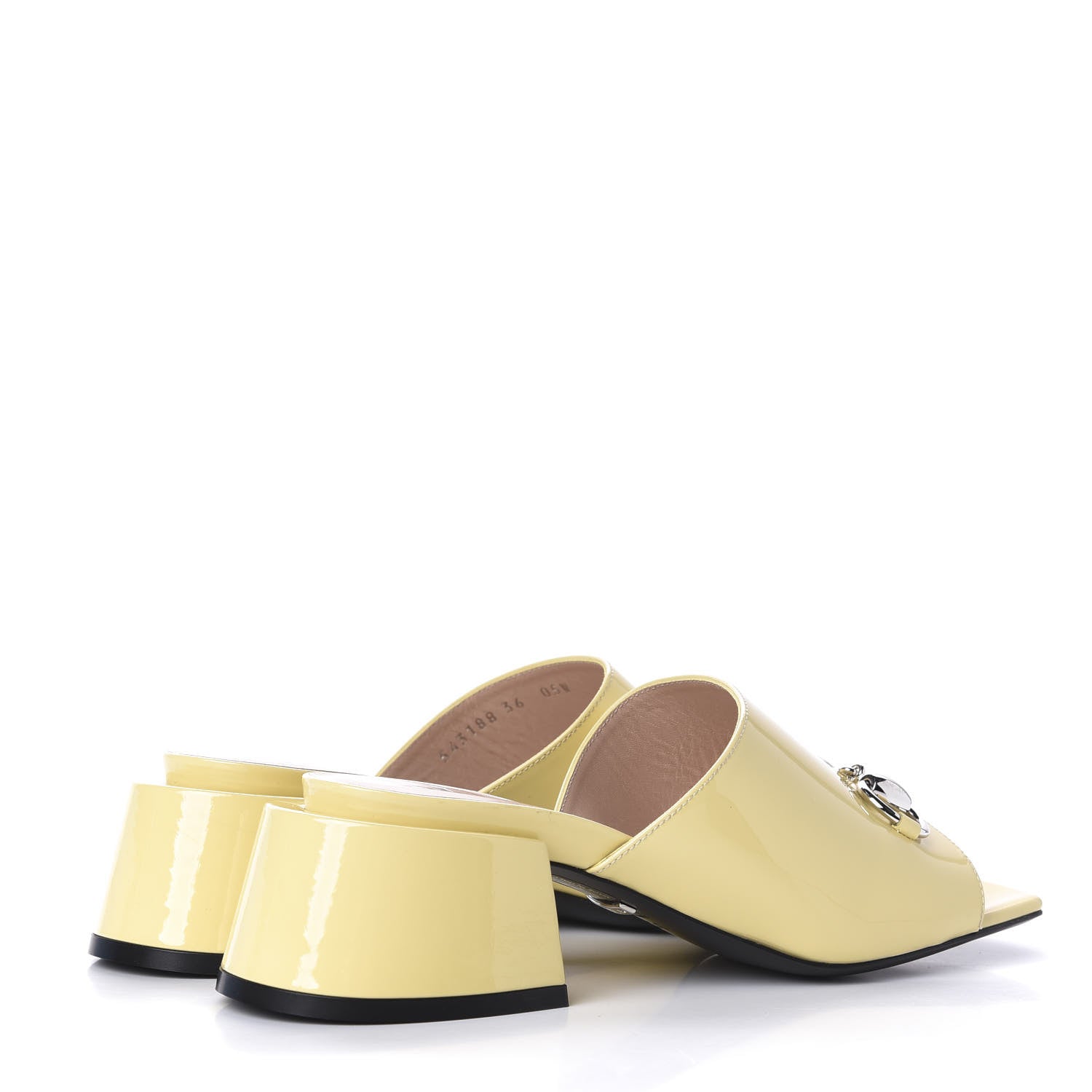 Gucci Patent Lexi Horsebit Mid-Heel Slide Sandals 36 Burro 4 of 11
