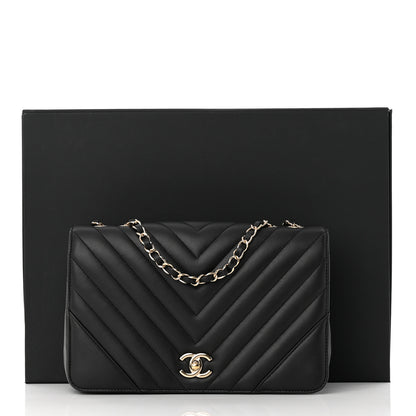 Chanel Calfskin Chevron Quilted Large Statement Flap Black 12 of 12