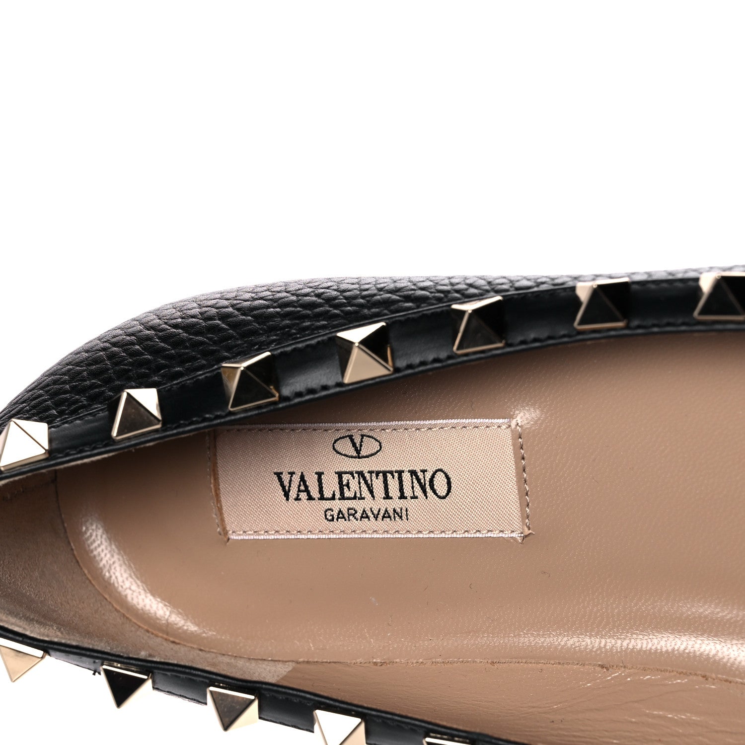 Valentino Garavani Pebbled Calfskin Rockstud Ballerina Flats 37 Black 7 of 13