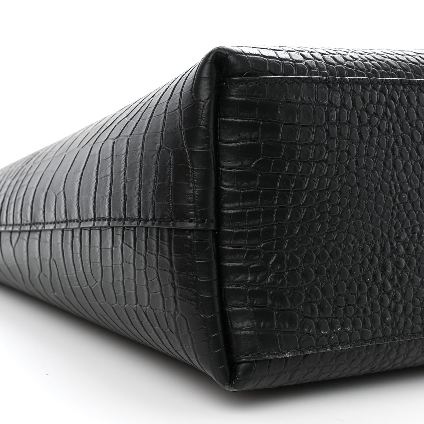 Calfskin Crocodile Embossed Nine2Five East West Tote Black