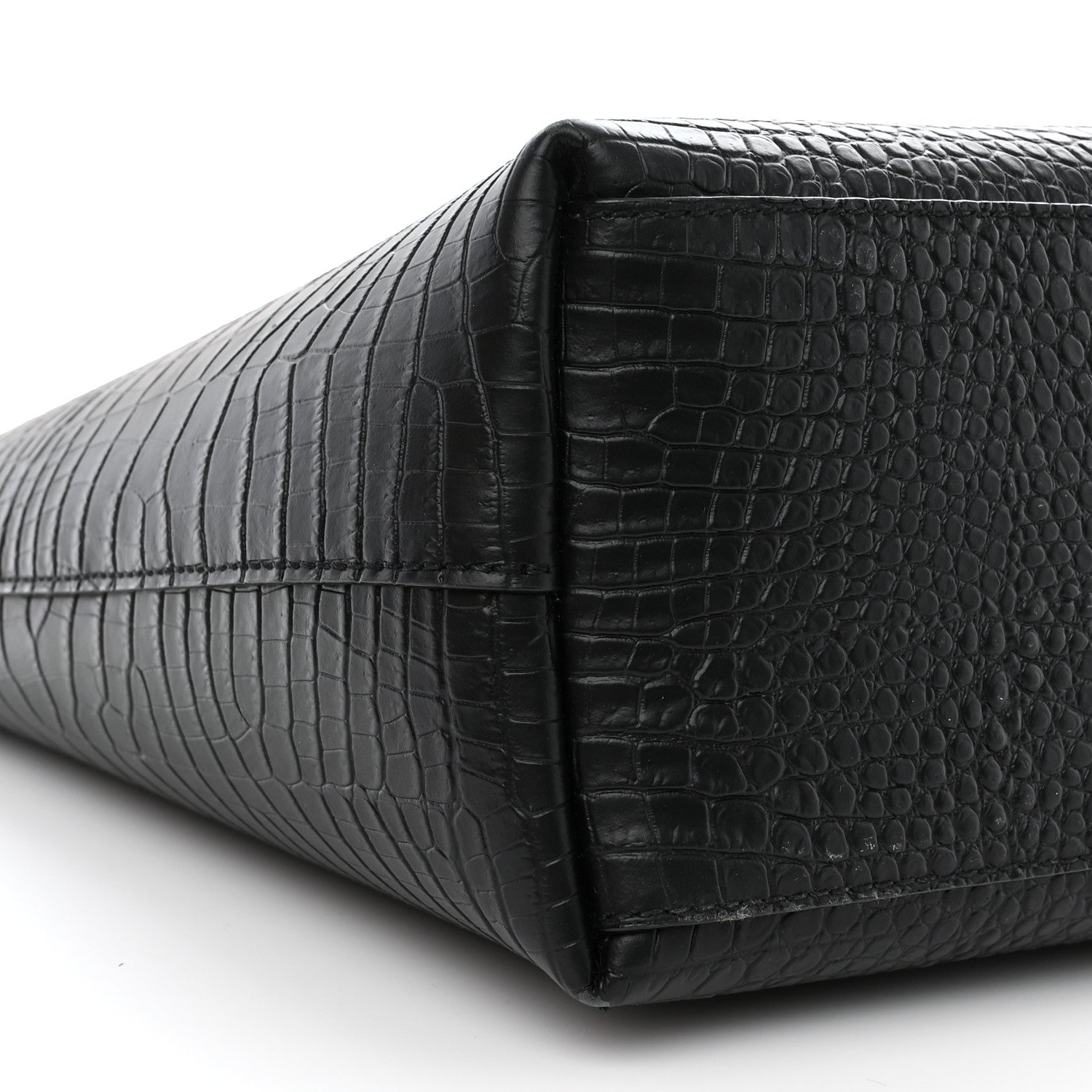 Jimmy Choo Calfskin Crocodile Embossed Nine2Five East West Tote Black 10 of 15