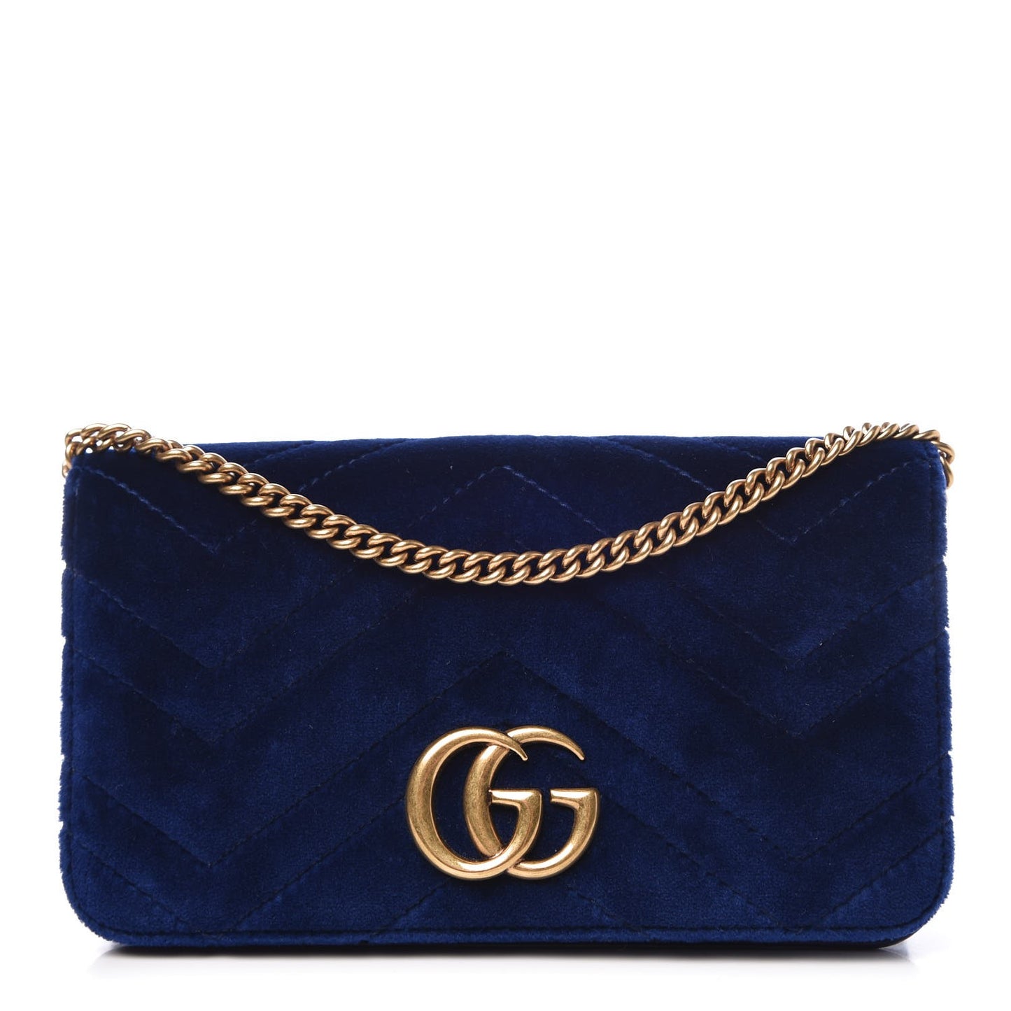 Velvet Matelasse GG Marmont Mini Bag Cobalt Blue