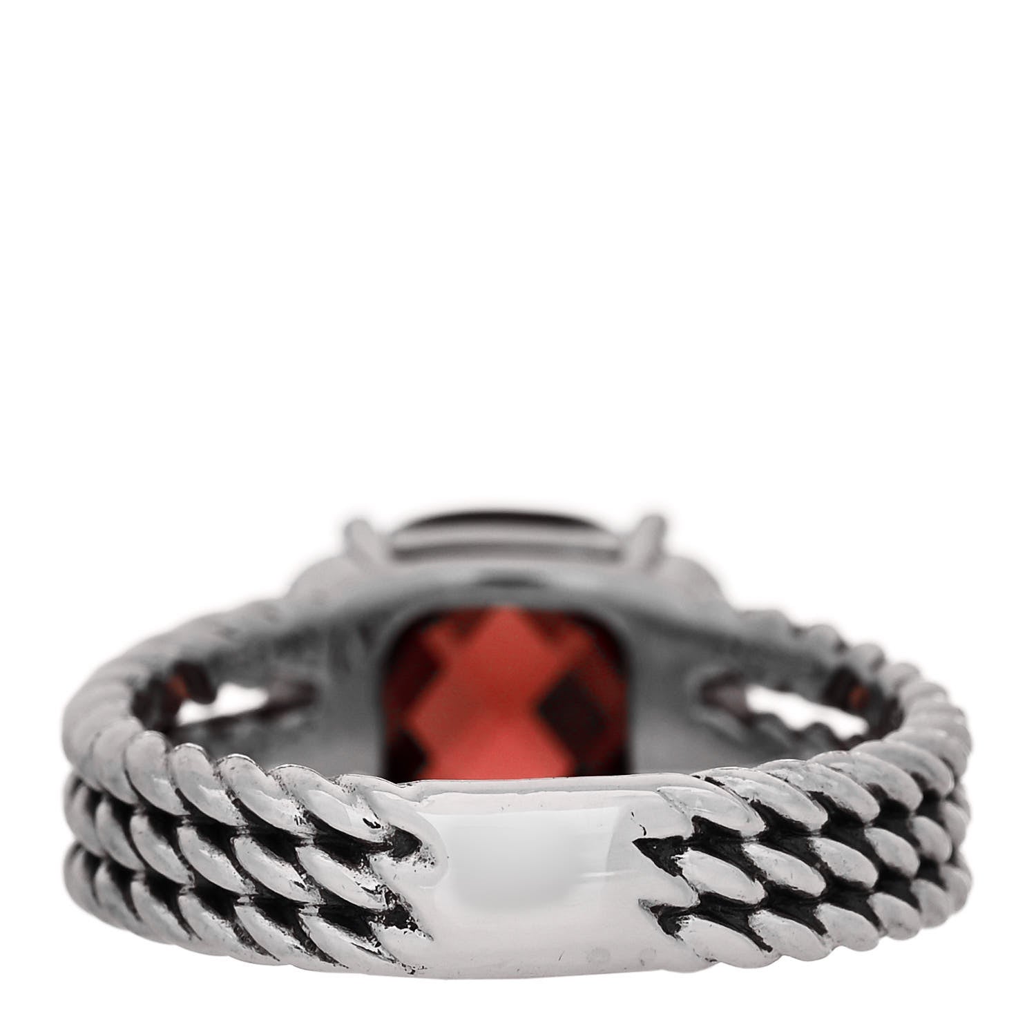 David Yurman Sterling Silver Diamond Garnet 10mm Petite Wheaton Ring 54 7 4 of 5