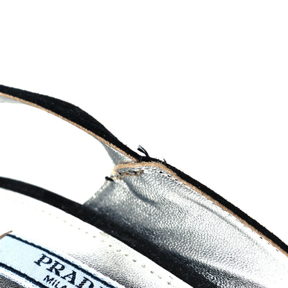 Prada Suede Crystal Block Heel Slingback Pump 37 Black 10 of 10