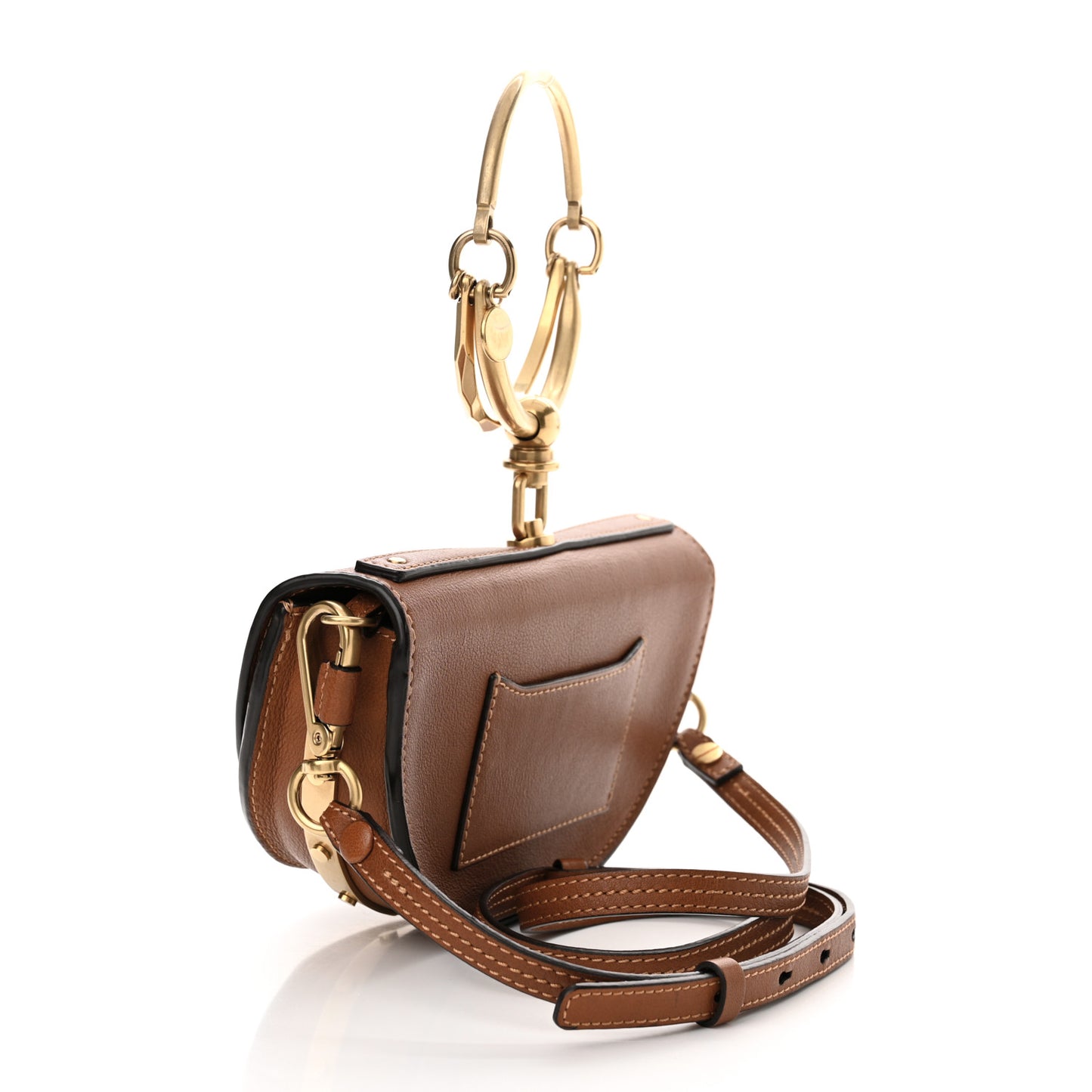 Calfskin Small Nile Bracelet Minaudiere Bag Caramel