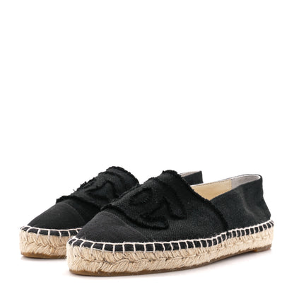 Chanel Denim Toile CC Espadrilles 37 Black 3 of 11