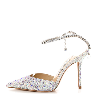 Jimmy Choo Satin Crystal Saeda 100 Pumps 37 Ivory 1 of 8