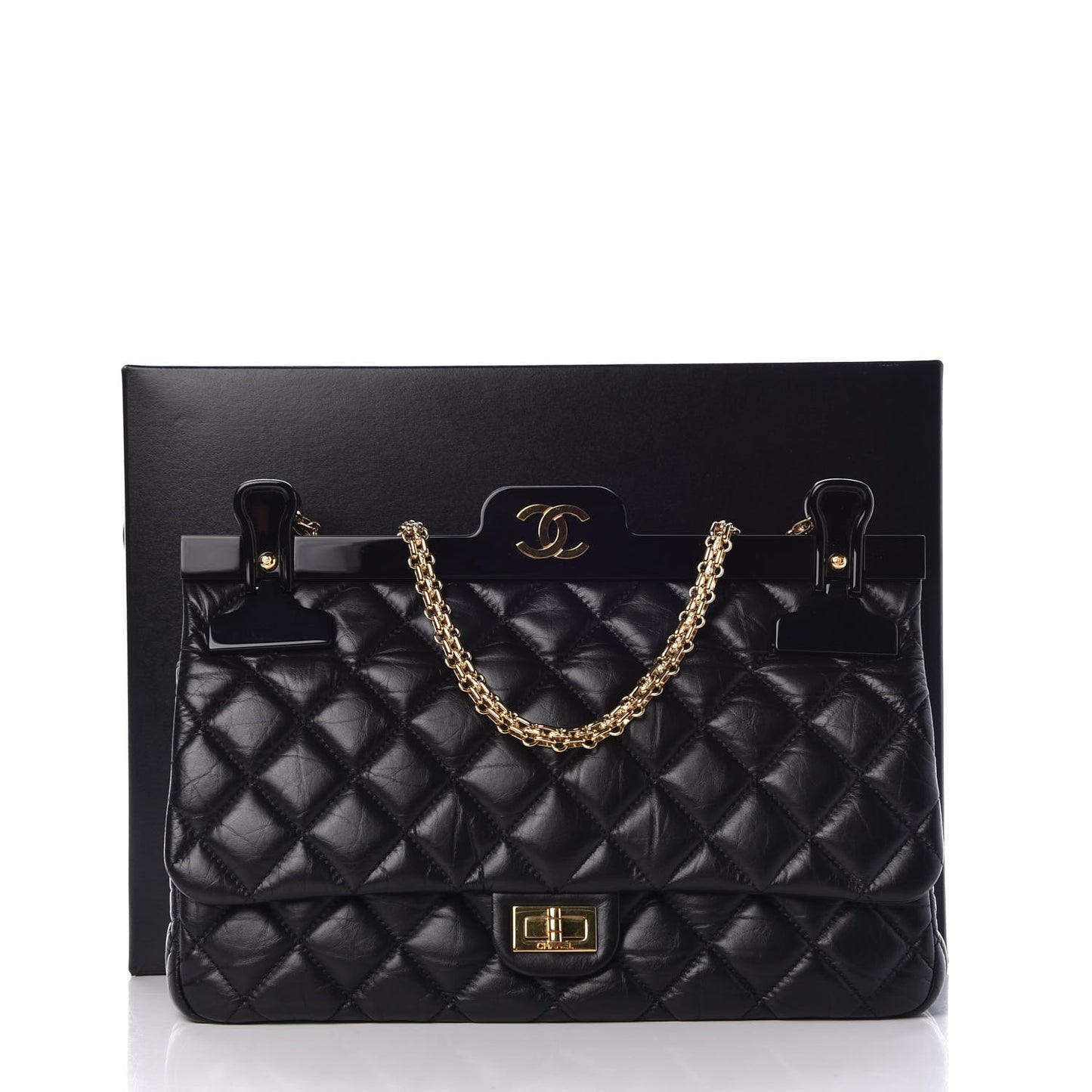 Aged Calfskin Quilted 2.55 Reissue 226 Hanger Flap Black