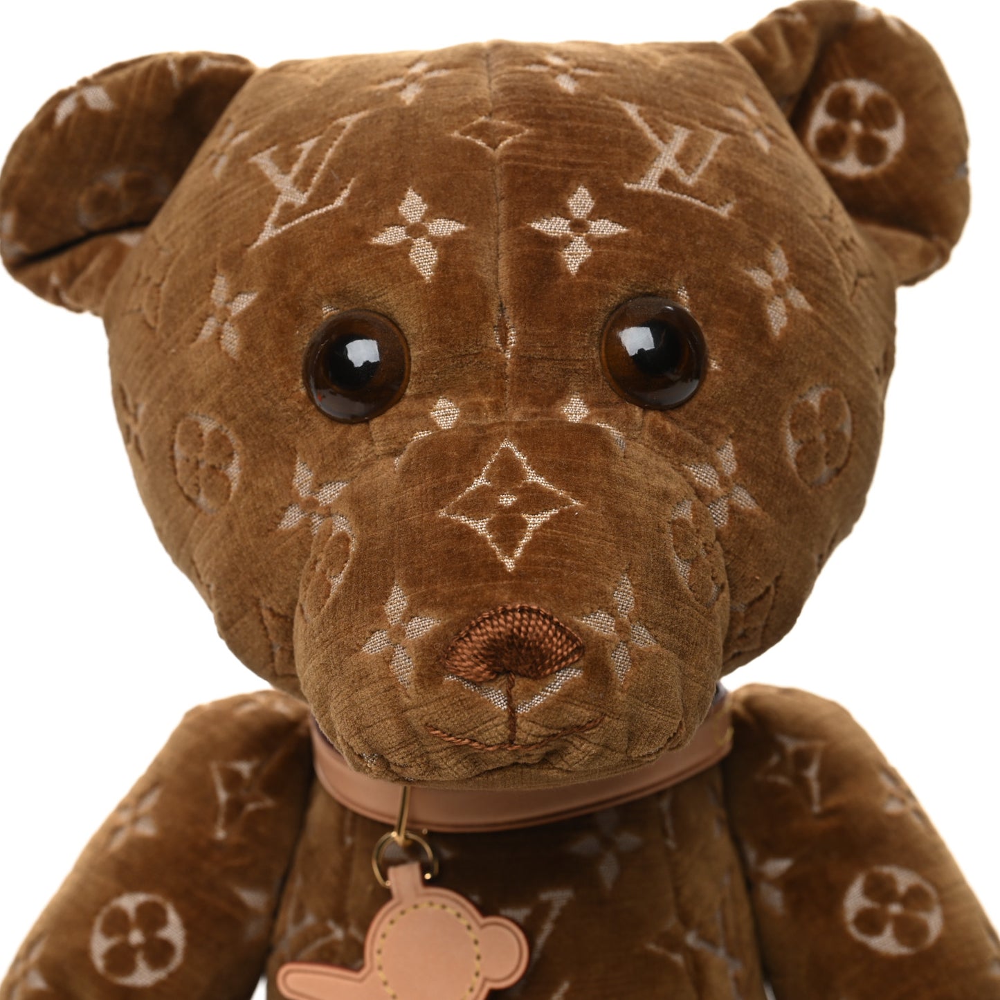 Velvet Calfskin Monogram DouDou Teddy Bear Natural