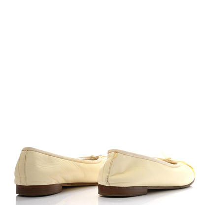 Chanel Lambskin Cap Toe Ballerina Flats 39 White Yellow 4 of 11