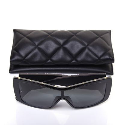 Chanel Wood Rubber Shield Sunglasses 71337A Black 8 of 9