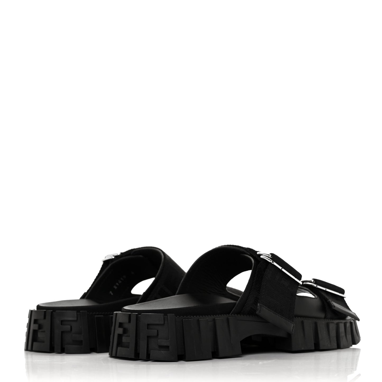 Fabric FF Mens Fendi Force Lug Sole Sandals 6 Black