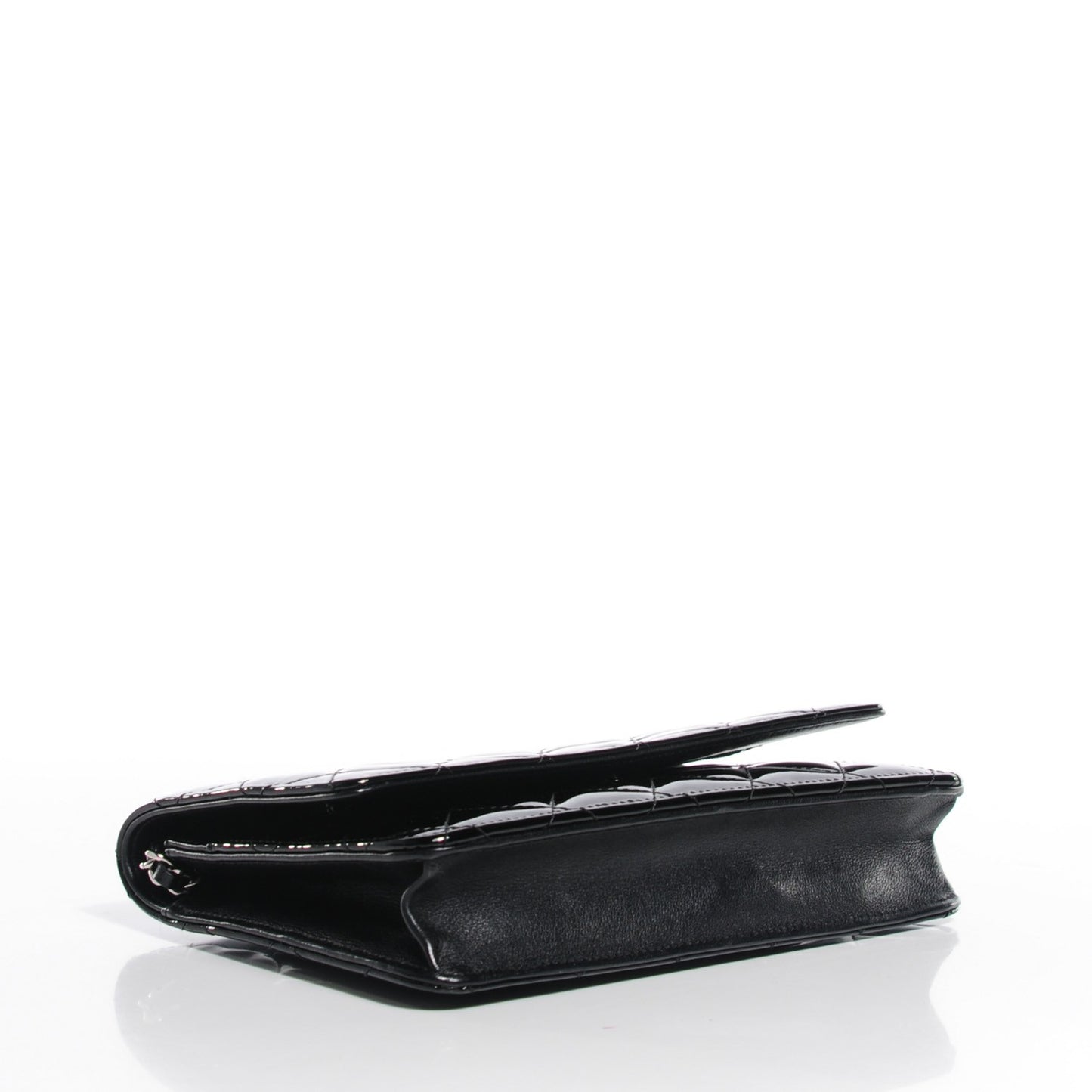 Patent Calfskin Quilted Wallet On Chain WOC So Black