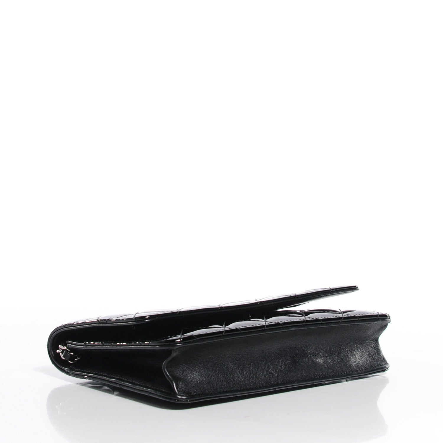 Chanel Patent Calfskin Quilted Wallet On Chain WOC So Black 4 of 9