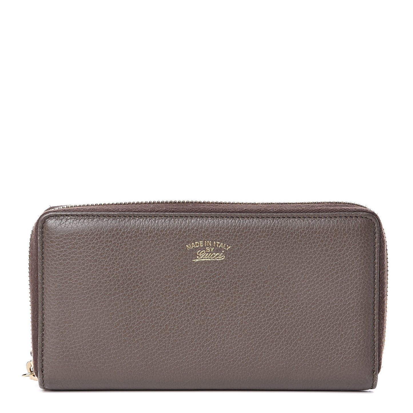 Dollar Calfskin Bamboo Tassel Zip Around Wallet Grey Field