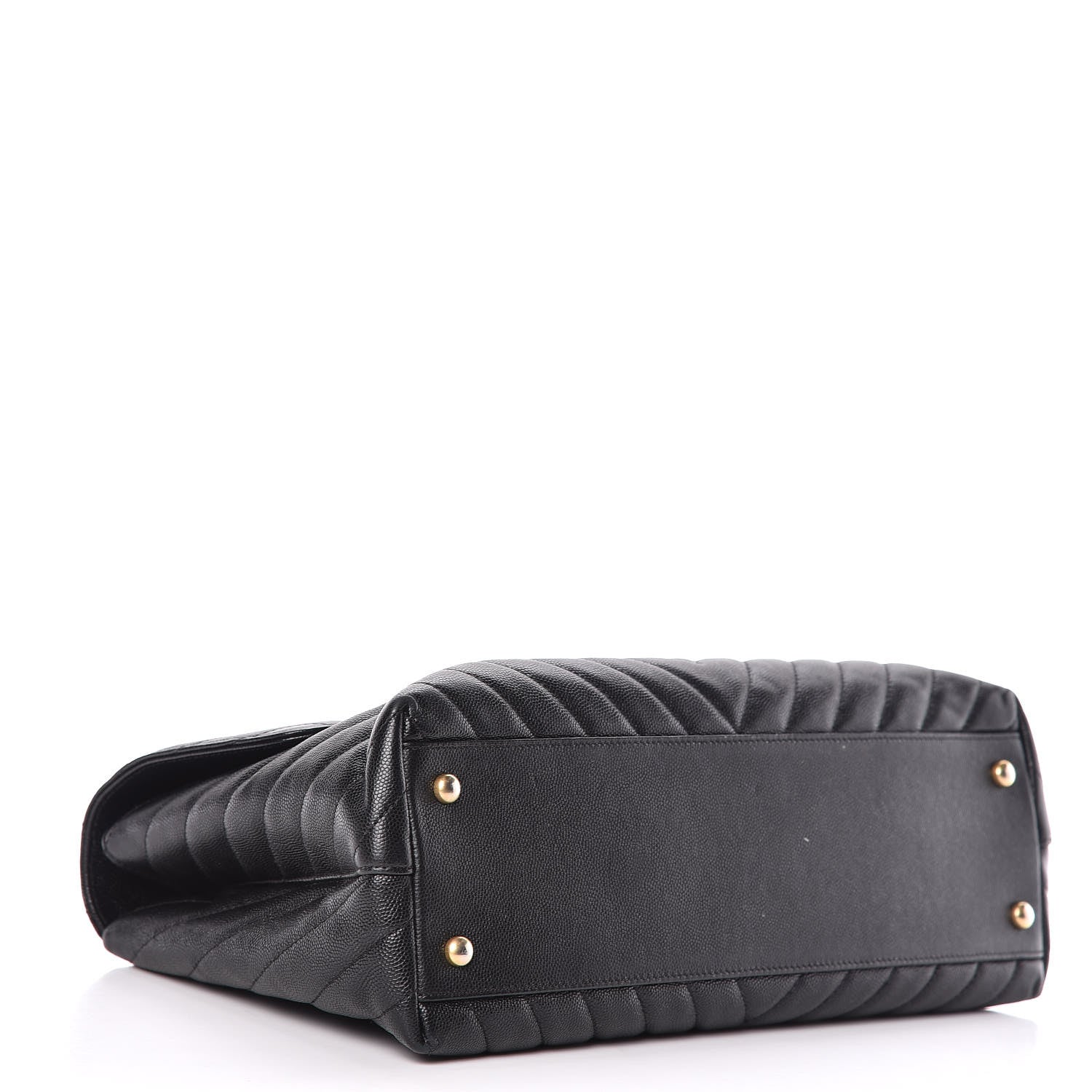 Chanel Caviar Chevron Quilted Medium Coco Handle Flap Black 4 of 12
