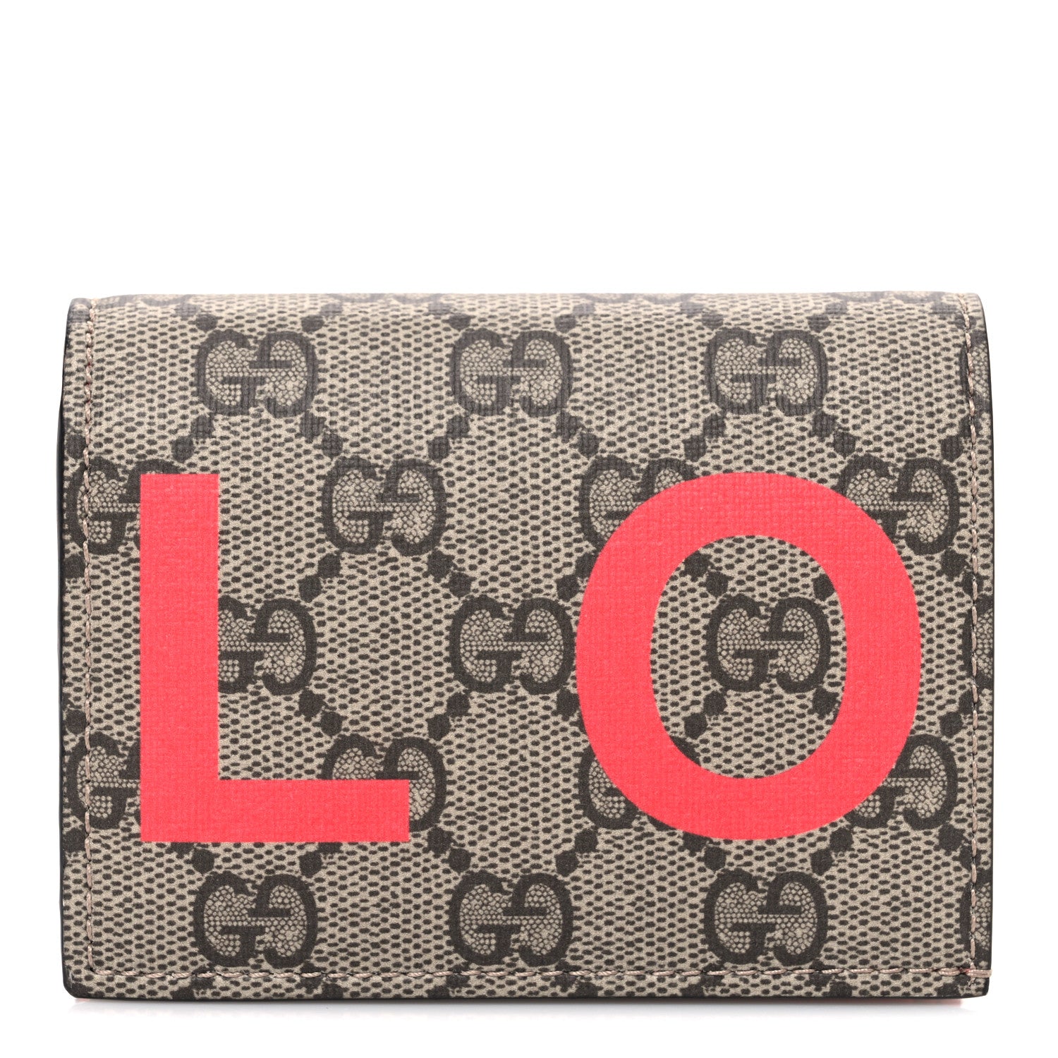 Gucci GG Supreme Monogram Moon Calfskin Love Valentines Day Card Case Beige Ebony New Geranium 1 of 7