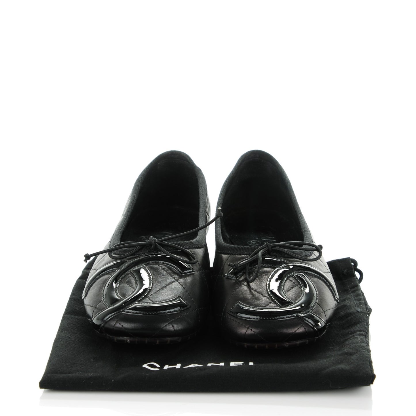 Lambskin Quilted Cambon Ballerina Flats 36.5 Black