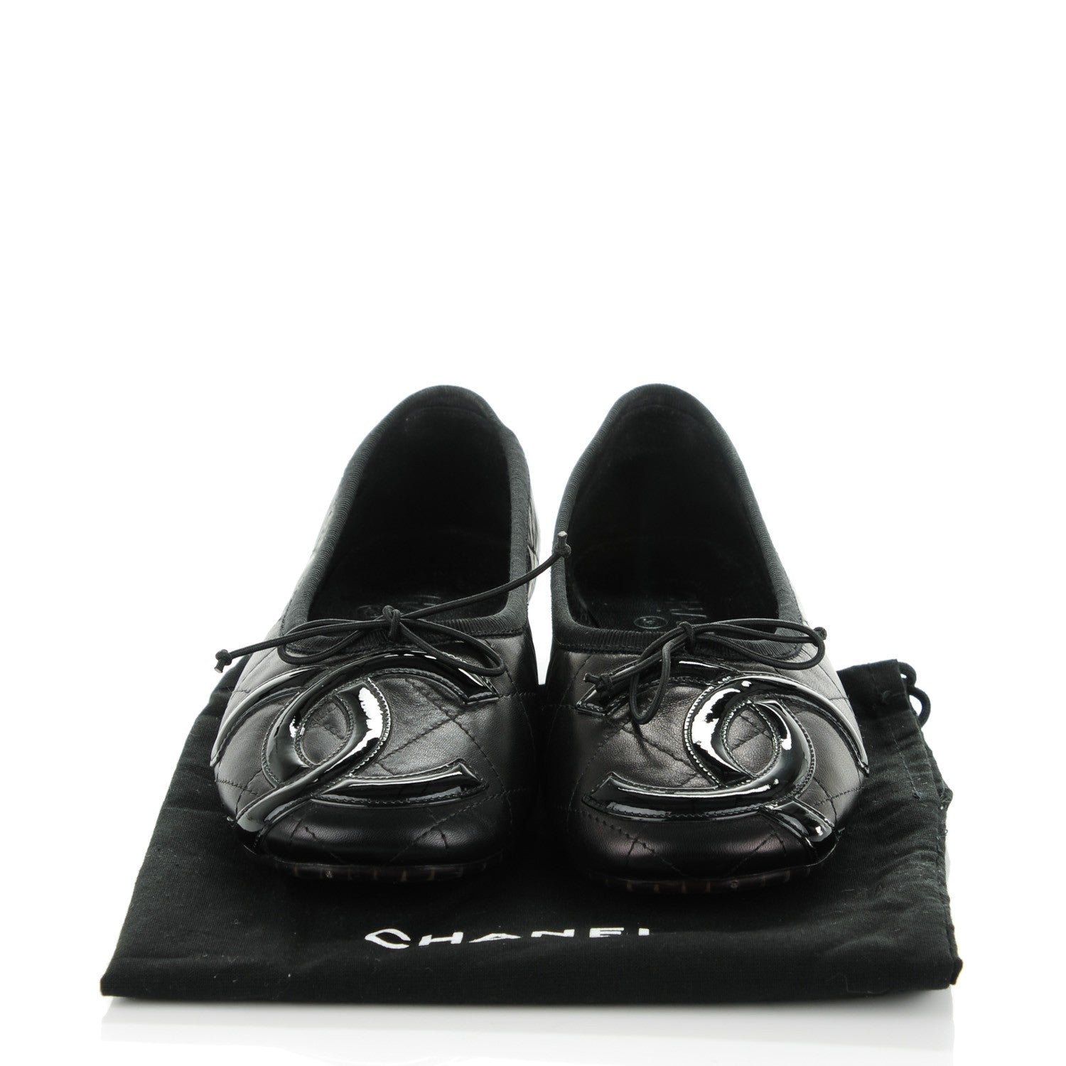 Chanel Lambskin Quilted Cambon Ballerina Flats 36.5 Black 9 of 9