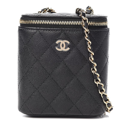 Chanel Caviar Quilted Small Vertical Coco Beauty Vanity Case With Chain Black 1 of 10