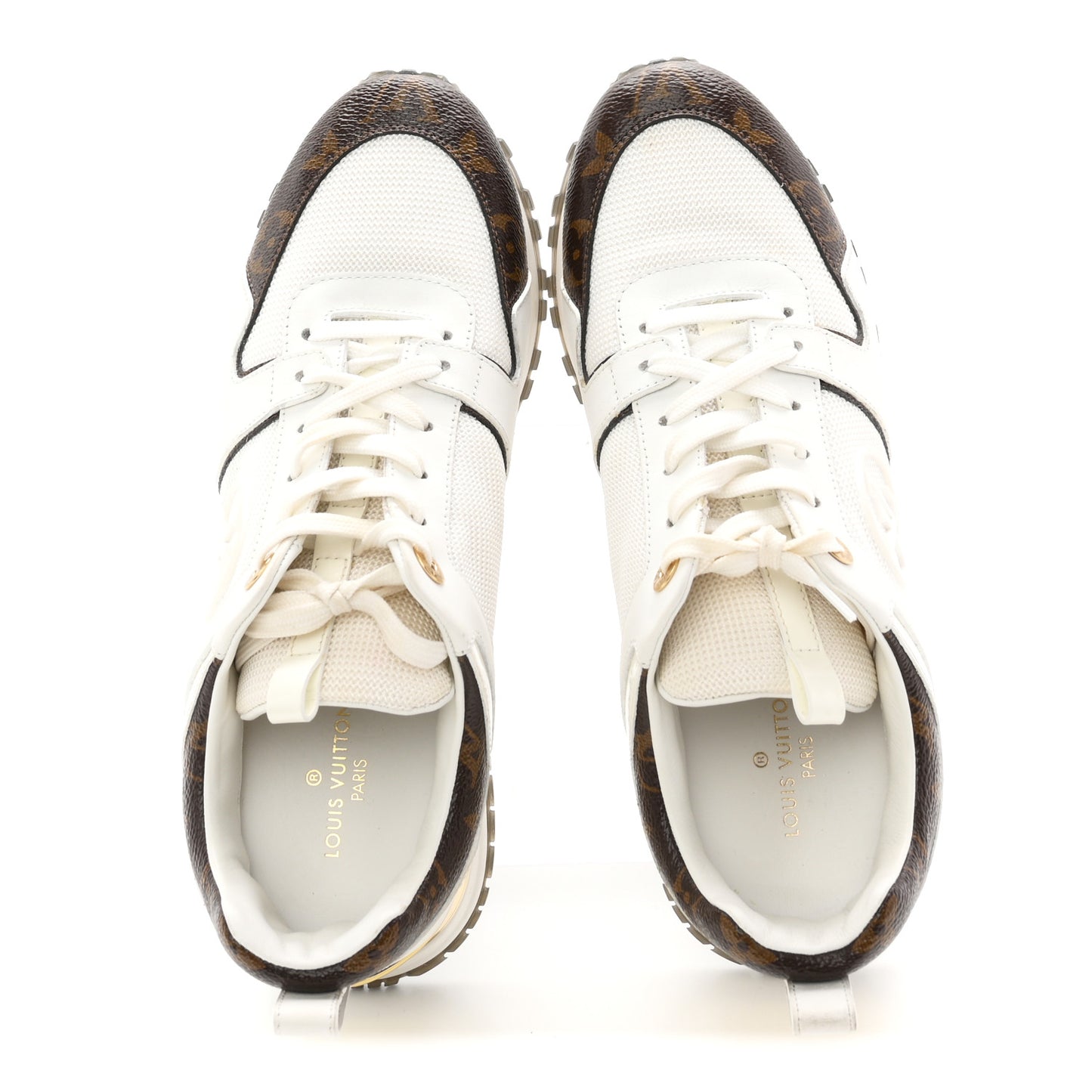 Calfskin Monogram Run Away Sneakers 37.5 White